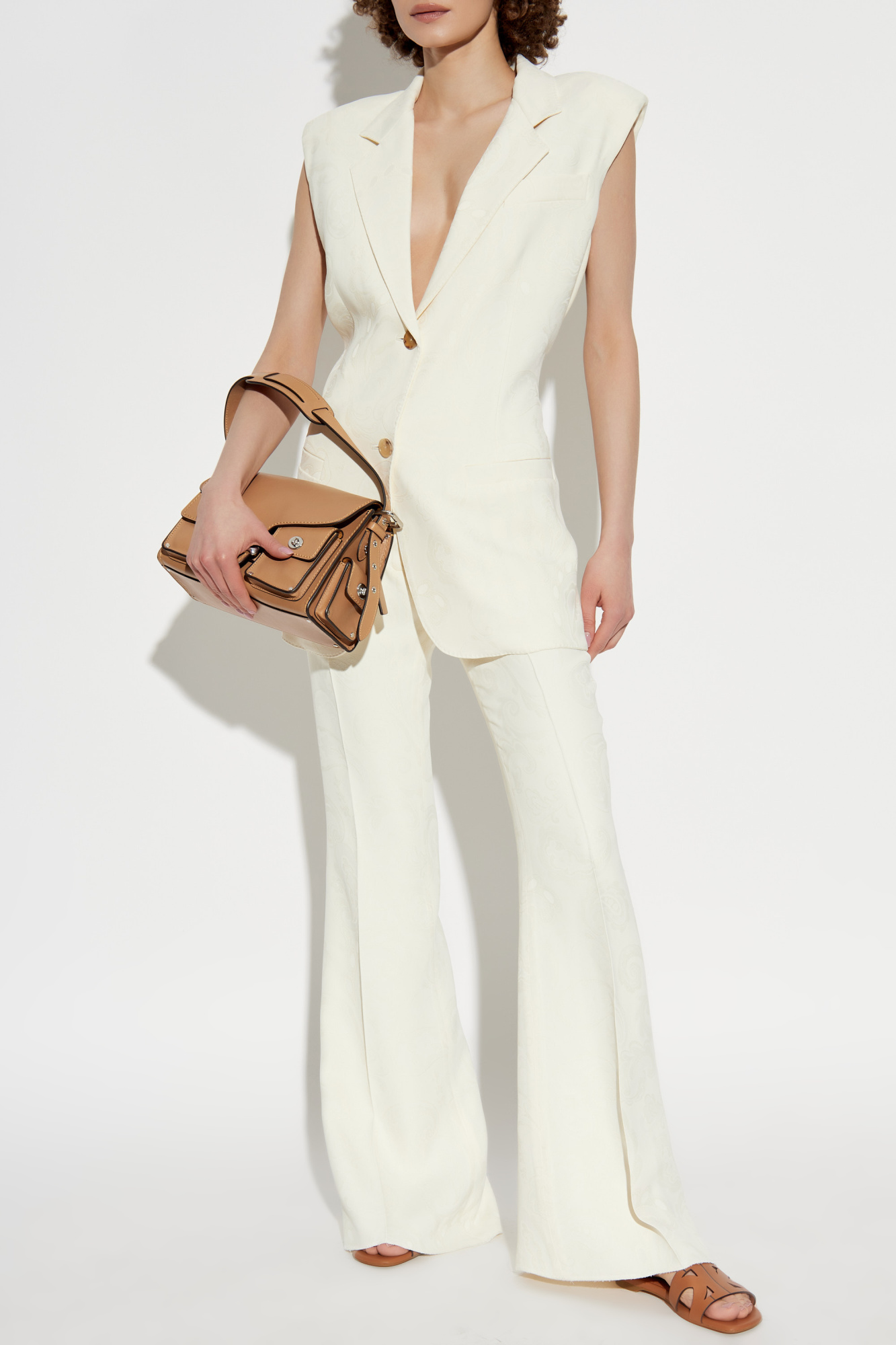 パンツ ETRO Women Straight Pants WREA001199TUDJ1 W0275 WHITE Etro Women's White Paisley Scroll Straight-Leg Jeans Pants